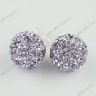Voilet 925 Silver Czech Crystal Fashion Disco Ball Stud Earrings 10mm