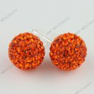 Orange 925 Silver Czech Crystal Fashion Disco Ball Stud Earrings 10mm