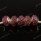 20X RED CRYSTAL RESIN BLACK BEADS FINDING FIT BRACELET