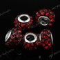 20X RED CRYSTAL RESIN BLACK BEADS FINDING FIT BRACELET