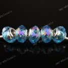 5X OCEAN BLUE AB CRYSTAL GLASS CHARM BEADS FIT BRACELET