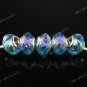 5X OCEAN BLUE AB CRYSTAL GLASS CHARM BEADS FIT BRACELET
