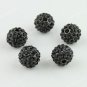 10PCS 10mm Black Round Ball Crystal Loose Spacer Beads Hip Hop Bracelet Finding