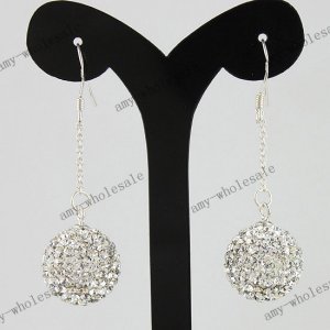 Christmas Gift Czech Crystal 925 Sterling Silver 14mm Fashion Ball Hook Earring