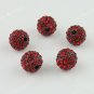 5PCS 10mm Red Round Ball Crystal Loose Spacer Beads Hip Hop Bracelet Finding