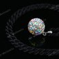 1X AB Christmas Gift CZECH Crystal 925 Sterling Silver Charm Ball Pendant 14MM