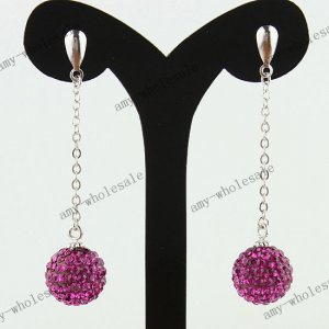 Christmas Gift Czech Crystal 925  Silver 10mm Fashion Ball Earring