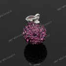 DEEP PURPLE CZECH CRYSTAL  DISCO BALL AUTHENTIC 925 SILVER PENDANT 10mm