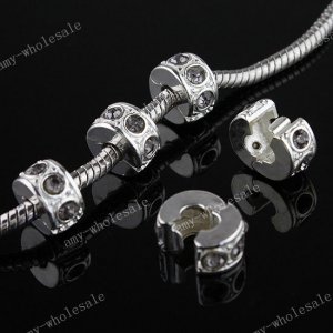 100x Gray Crystal Silver Stopper Clip Beads Wholesale