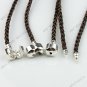 5 Coffee color Leather Bracelet Emboss Snake Fit European Beads 17cm