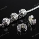 5x Clear Crystal European Charm Stopper/Lock Beads