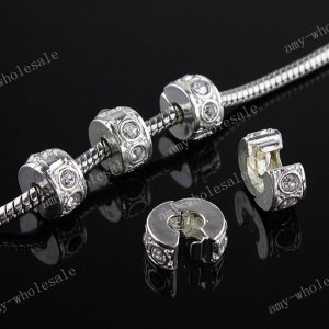 5x Clear Crystal European Charm Stopper/Lock Beads