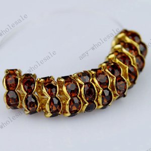 WHOLESALE 4X8mm Coffee Crystal Big Hole Beads Spacer Golden Beads Finding 50x
