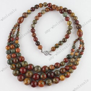 NATURAL PICASSO JASPER STONE RONDELLE BEAD NECKLACE