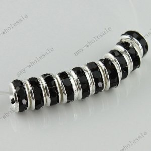 50x Black Crystal Spacer Silver European Beads Findings 6mm WHOLESALE