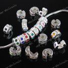 60x Mix Crystal Silver Stopper Clips Beads Fit Bracelet