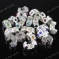 60x Mix Crystal Silver Stopper Clips Beads Fit Bracelet