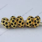 50X BLACK CRYSTAL GOLD BEADS FIT BRACELET WHOLESALE LOT