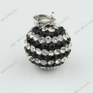 CLEAR& BLACK CZECH CRYSTAL 925 SILVER PENDANT 14mm