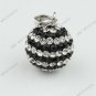 CLEAR& BLACK CZECH CRYSTAL 925 SILVER PENDANT 14mm
