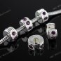 5x Deep Purple Crystal European Silver STOPPER CLIP/LOCKS EUROPEAN BEADS
