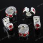 5x Red Crystal European Silver Stopper/Lock Chaem Beads