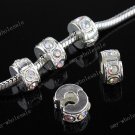 5x Clear AB Crystal European Silver Stopper/Lock Beads