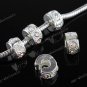 5x Clear AB Crystal European Silver Stopper/Lock Beads
