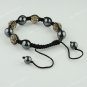 1XLight Golden CZECH Crystal Disco Ball Hematite Adjustable European Bracelet