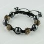 1XLight Golden CZECH Crystal Disco Ball Hematite Adjustable European Bracelet