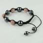 1X Peach CZECH Crystal Disco Ball Hematite Adjustable European Bracelet