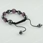 1X Light Purple CZECH Crystal Disco Ball Hematite Adjustable European Bracelet