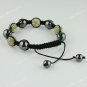 1X Light Yellow CZECH Crystal Disco Ball Hematite Adjustable European Bracelet