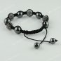 1X Rose CZECH Crystal Disco Ball Hematite Adjustable European Bracelet