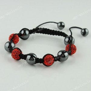 1X Orange CZECH Crystal Disco Ball Hematite Adjustable European Bracelet