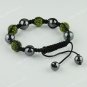 1X Olive CZECH Crystal Disco Ball Hematite Adjustable European Bracelet