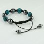 1X Peacock Blue CZECH Crystal Disco Ball Hematite Adjustable European Bracelet