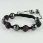 1X Depp Purple CZECH Crystal Disco Ball Hematite Adjustable European Bracelet