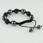 1X Depp Purple CZECH Crystal Disco Ball Hematite Adjustable European Bracelet