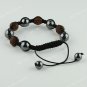 1X Coffee CZECH Crystal Disco Ball Hematite Adjustable European Bracelet