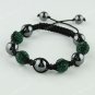 1X Depp Green CZECH Crystal Disco Ball Hematite Adjustable European Bracelet