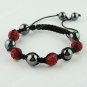 1X Red CZECH Crystal Disco Ball Hematite Adjustable European Bracelet