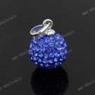ROYAL BLUE CZECH CRYSTAL 925 SILVER PENDANT 10mm