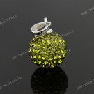 OLIVE CZECH CRYSTAL 925 SILVER PENDANT 10mm