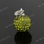 OLIVE CZECH CRYSTAL 925 SILVER PENDANT 10mm