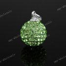 GREEN CZECH CRYSTAL BEAD 925 SILVER PENDANT 10mm