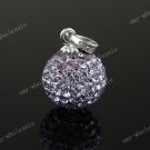 VIOLET CZECH CRYSTAL BEAD 925 SILVER PENDANT 10mm