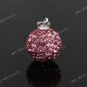 PINK CZECH CRYSTAL BEAD 925 SILVER PENDANT 10mm