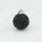 BLACK CZECH CRYSTAL BEAD 925 SILVER PENDANT 10mm