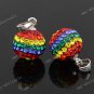 RAINBOW CZECH CRYSTAL 925 SILVER BALL PENDANT 10MM